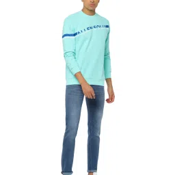 Allen Solly Mint Blue Regular Fit Logo Printed Sweatshirt image 4