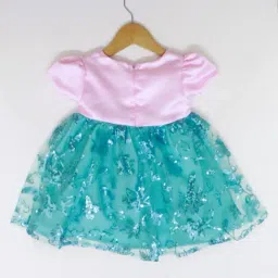Many Frocks Kids Pink & Blue Embellished Dress image 2