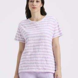 Pepe Jeans Purple Cotton Comfort Fit Striped T-Shirt-picture-46