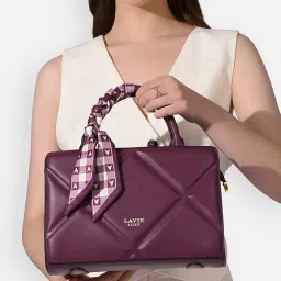 LAVIE LUXE Wine LX QUARO HZ Textured Small Satchel image 1