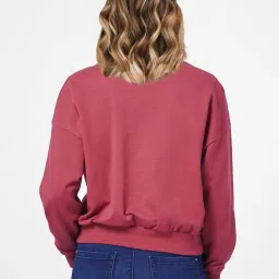 Only Maroon Printed Crop Sweatshirt image 2
