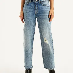 Levi's Light Blue Distressed High Rise Relaxed Fit Jeans image 1