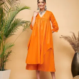 Inweave Orange A Line Kurta image 1