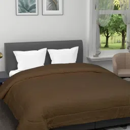 Romee Coffee Brown Microfibre Stripes Blankets Quilts and Dohars image 1