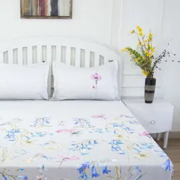 GMF Grey & Blue Cotton 180 TC Bed Sheet Set image 2