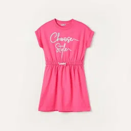 Fame Forever by Lifestyle Girls Pink Cotton Printed Dress image 1