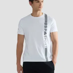 u.s. polo assn. USPA Active White Slim Fit Logo Printed Sports T-Shirt image 1