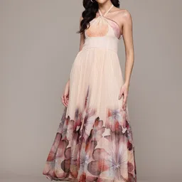 Label Ritu Kumar Floral Printed Backless Chiffon Fit & Flare Maxi Dress-picture-28