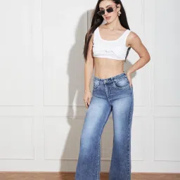 Miss Chase Light Blue Denim Solid Jeans image 1