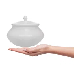 Clay Craft White Ceramic Serving Pot (1500 ml) image 3