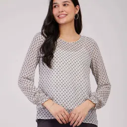 Fablestreet White & Black Printed Top image 1