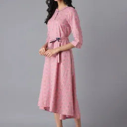 Aurelia Pink Cotton Printed A-Line Dress image 3