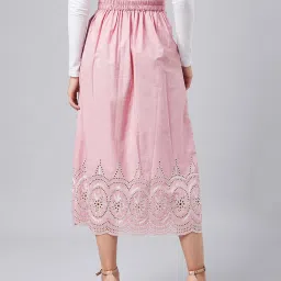 Marie Claire Pink Embroidered A-Line Midi Skirt image 2