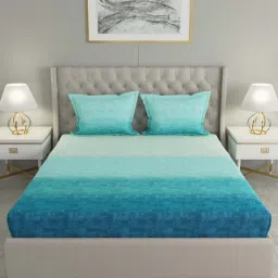 GMF Blue Cotton 144 TC Bed Sheet Set image 2
