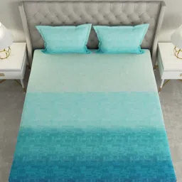 GMF Blue Cotton 144 TC Bed Sheet Set image 3