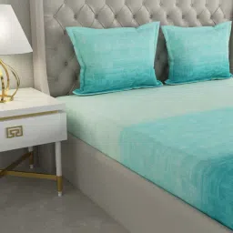 GMF Blue Cotton 144 TC Bed Sheet Set image 4