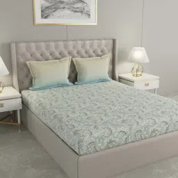 GMF Green Cotton 144 TC Bed Sheet Set image 1