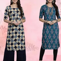 Ethnic basket Women Pack Of 2 Multicoloured Crepe Kurtas-picture-38