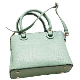 Global Desi Green Textured Medium Handbag image 5