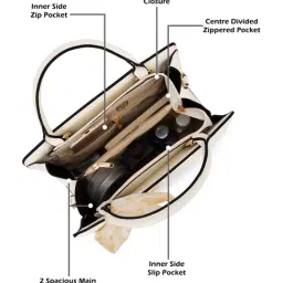LAVIE LUXE Off White Quaro26 Quilted Small Leather Satchel image 4