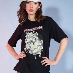 DressBerry Women Graphic Printed Relaxed Fit Pure Cotton T-shirt-image-23