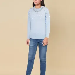 Allen Solly Kids Blue Embellished Regular Fit Sweater image 3