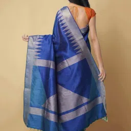 Unnati Silks Blue Woven Saree With Blouse image 2