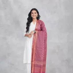 Fabindia Pink Regular Fit Printed Dupatta-image-77
