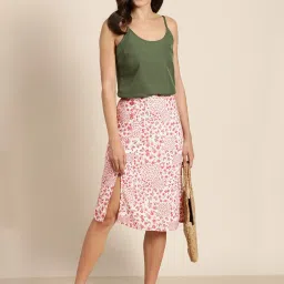 Marie Claire White Printed A-Line Midi Skirt image 4