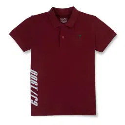 Gini & Jony Kids Maroon Cotton Printed Polo T-Shirt-picture-18