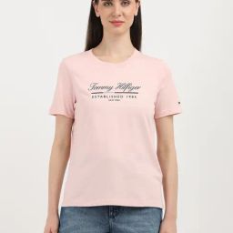 TOMMY HILFIGER Pink Cotton Graphic Print T-Shirt-picture-39