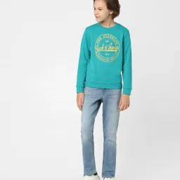 Jack & Jones Junior Blue Printed Full Sleeves Sweatshirt image 4