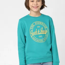 Jack & Jones Junior Blue Printed Full Sleeves Sweatshirt image 1