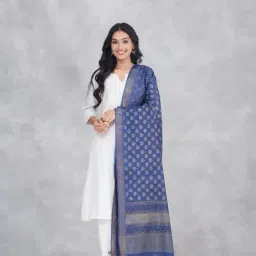 Fabindia Blue Regular Fit Printed Dupatta-image-99