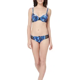 Amante Insignia Blue & Black Under Wired Padded T-Shirt Bra image 4