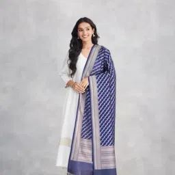 Fabindia Navy Regular Fit Woven Design Dupatta-image-46