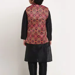 Benstoke Kids Black & Rust Red Printed Full Sleeves Kurta Set image 2