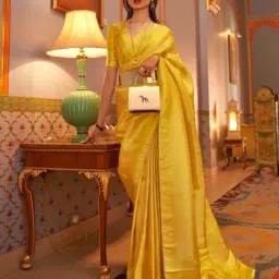 Odette Yellow Woven Saree With Unstitched Blouse-picture-19