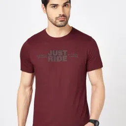 Sf Jeans By Pantaloons Maroon Cotton Slim Fit Printed T-Shirt-picture-16