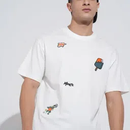 SHOWOFFFF White Cotton Graphic Relaxed Fit T-Shirt-picture-35