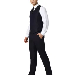 Peter England Navy Slim Fit Self Pattern Three Piece Suit image 3