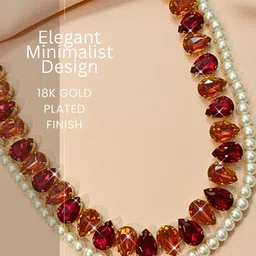 Anouk Women Gold-Plated American Diamond & Cubic Zirconia Studded & Beaded Jewellery Set image 4