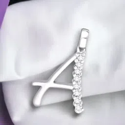 Taraash Sterling Silver CZ -studded Initial A Pendant for Men/Women-picture-14