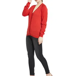 Monte Carlo Red Wool Open Front Cardigan image 4