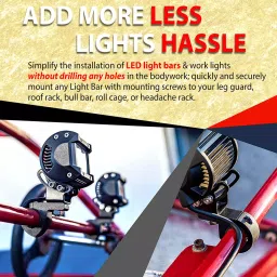 AllExtreme EXFLMB2 Black Fog Light Mounting Bracket with Rubber Insert for Car Jeep SUV and Off Road Vehicles image 3