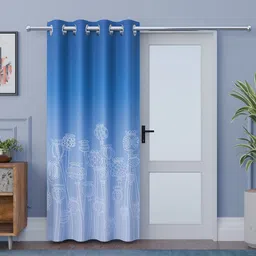 Aura Blue Floral Door Curtain-picture-26