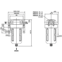 KOGANEI 6.35 mm (1/4 inch) RC Thread 5 m Filtration Air Filter, F600-02 image 2