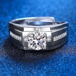MEENAZ Silver-Plated American Diamond StuddedFingerRing image 5