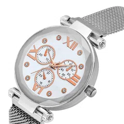 CSAMON Women Pack of 2 Analogue Watch Mina White Dial Black Silver Maganet image 2