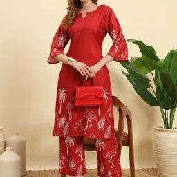 NE STYLE Palm Printed Straight Kurta With Trousers-picture-38